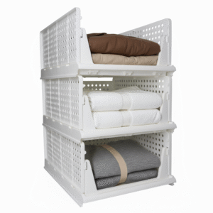 KISTYL 3 Set White-Clothes Organizer - Foldable and Stackable Cupboard Organizer Drawer Divider  (Fiber)