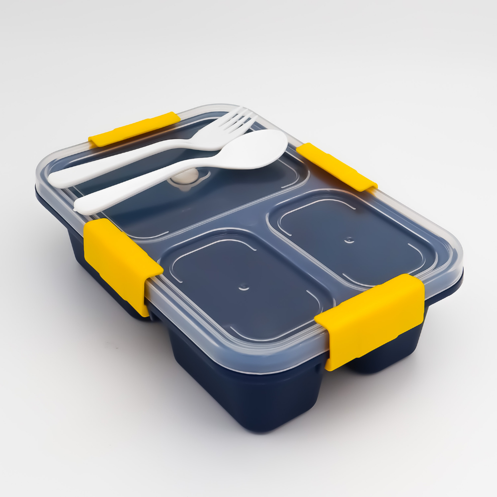 KISTYL 3-Compartment Lunch Box with Spoon & Fork